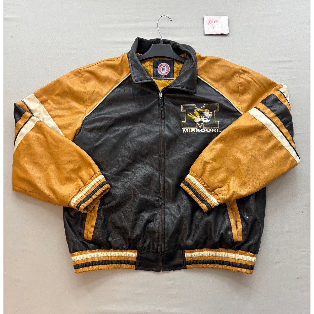 Vintage Missouri Tigers Leather Varsity Jacket Large Black Gold NCAA Mizzou